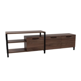 Έπιπλο Τηλεόρασης Ram 05-0546 180-44x35x55-44cm Brown-Black Μελαμίνη,Μέταλλο