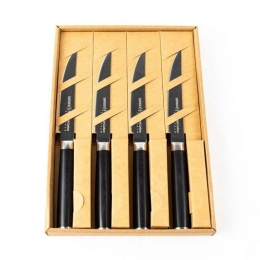 Μαχαίρια Κρέατος MO-V Stonewash SM-0031BS (Σετ 4τμχ) Black Samura Ανοξείδωτο Ατσάλι