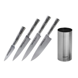 Μαχαίρια Bamboo SBA-05 Με Βάση (Σετ 4τμχ) Inox Samura Κεραμικό,Πλαστικό