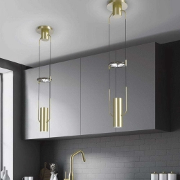 Φωτιστικό Οροφής Bolla/O 9993 Φ18x60/190cm 2xGU10 Gold Sikrea Μέταλλο,Γυαλί