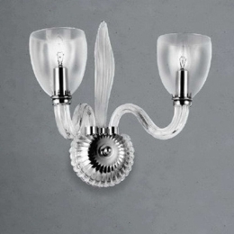 Φωτιστικό Τοίχου-Απλίκα Canova/A 2833 38x38cm 2xE14 Chrome Sikrea Μέταλλο,Γυαλί