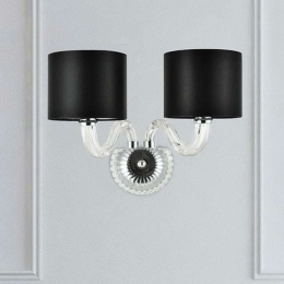 Φωτιστικό Τοίχου-Απλίκα Ester/A 2864 42x26,5cm 2xE14 Black-Clear Sikrea Γυαλί-Ύφασμα