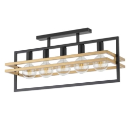 Φωτιστικό Οροφής-Πλαφονιέρα Merci 5 32407 26x76x34cm 5xE27 60W Black-Gold Sigma Lighting