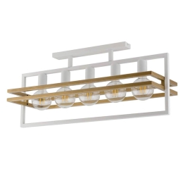 Φωτιστικό Οροφής-Πλαφονιέρα Merci 5 32408 26x76x34cm 5xE27 60W White-Gold Sigma Lighting