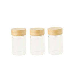 Δοχείο Αποθήκευσης (Σετ 3Τμχ) PKV-014 Clear-Natural Pebbly Γυαλί,Bamboo