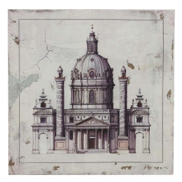 Πίνακας Ξύλινος Printed 3-90-271-0003 Wien Karlskirchen 60X60 Inart Square Ξύλο