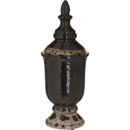 Βάζο Με Καπάκι 3-70-685-0166 13Χ35 Ecru-Black Inart Κεραμικό