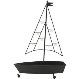Κηροπήγιο Καράβι 106Χ42Χ155 Black 3-70-319-0034 Inart Μέταλλο