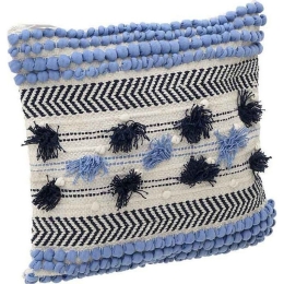 Μαξιλάρι Διακοσμητικό (Με Γέμιση) 3-40-485-0009 White-Blue Inart 45X45 45x45cm Ύφασμα