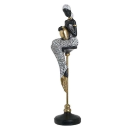 Γυναικεία Φιγούρα 3-70-301-0105 11X10X43 Black-Gold Inart Πολυρεσίνη