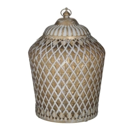 Φανάρι Led 3-70-912-0155 16X22 Antique White-Gold Inart Μέταλλο,Γυαλί
