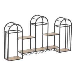 Ραφιέρα-Ποτηροθήκη Τοίχου 3-50-898-0059 58Χ14Χ52cm Black-Natural Inart