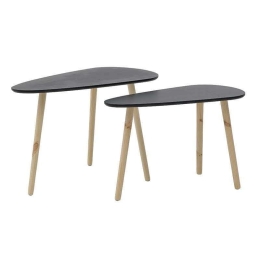 Τραπεζάκι Σαλονιού Σετ 2Τμχ 6-50-180-0010 80X40X50cm Black-Natural Click Ξύλο