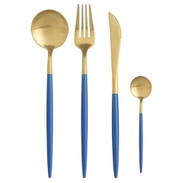 Μαχαιροπίρουνα Σετ 24 Τμχ. 7-60-394-0011 Μεταλλικά Blue-Gold Inart 24 τμχ Ανοξείδωτο Ατσάλι