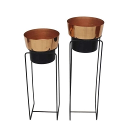 Κασπώ Με Βάση (Σετ 2Τμχ) 3-70-005-0004 Black-Bronze Inart Μέταλλο