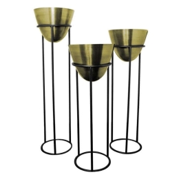 Κασπώ Με Βάση (Σετ 3Τμχ) 3-70-005-0003 Black-Gold Inart Μέταλλο