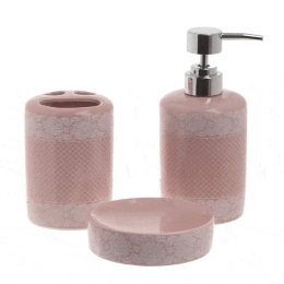 Σετ Μπάνιου 3Τμχ 6-65-151-0004 White-Pink Click Κεραμικό