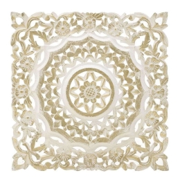 Διακοσμητικό Τοίχου 3-70-536-0074 60x60cm White-Gold Inart Ξύλο