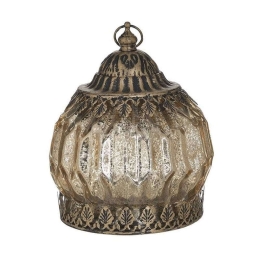 Διακοσμητικό Φανάρι Led 3-70-912-0114 Φ12x16cm Gold Inart Μέταλλο,Γυαλί
