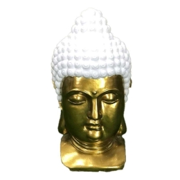 Διακοσμητικός Βούδας 3-70-216-0092 28x25x50cm White-Gold Inart Κεραμικό