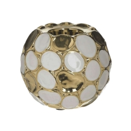 Κηροπήγιο Κεραμικό 3-70-473-0040 Φ11x10cm White-Gold Inart Κεραμικό
