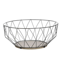Φρουτιέρα Μεταλλική 6-60-508-0075 Φ28x12cm Natural-Black Click Μέταλλο,Ξύλο
