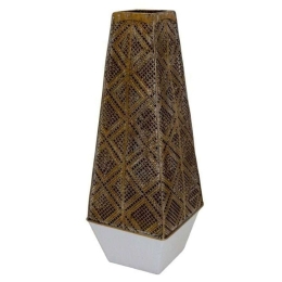 Βάζο 3-70-915-0062 16x16x46cm White-Gold Inart Τσιμέντο,Μέταλλο