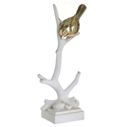 Διακοσμητικό Πουλί 3-70-446-0091 17x10x30cm White-Gold Inart Πολυρεσίνη