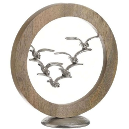 Διακοσμητικά Πουλιά 3-70-155-0025 27x10x27cm Natural-Silver Inart Μέταλλο,Ξύλο