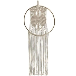 Διακοσμητικό Τοίχου Macrame 3-70-803-0056 50x130cm Natural-Beige Inart Ξύλο,Ύφασμα