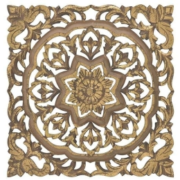 Διακοσμητικό Τοίχου 3-70-930-0025 60x60cm Brown-Gold Inart Ξύλο