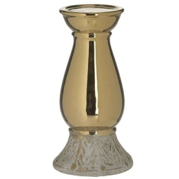 Κηροπήγιο 3-70-685-0256 Φ11x20cm White-Gold Inart Κεραμικό