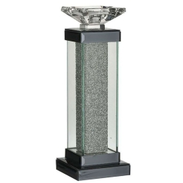 Κηροπήγιο 3-70-427-0059 11x11x32cm Silver-Clear Inart Μέταλλο,Γυαλί