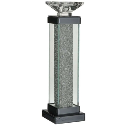 Κηροπήγιο 3-70-427-0060 11x11x37cm Silver-Clear Inart Μέταλλο,Γυαλί