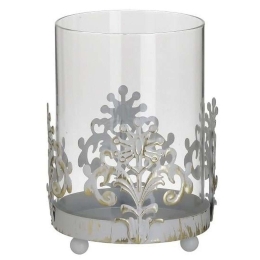 Κηροπήγιο 2-70-788-0008 Φ10x14cm Clear-White Inart Μέταλλο,Γυαλί