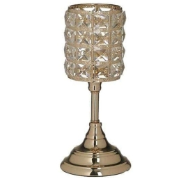 Κηροπήγιο 3-70-151-0366 Φ12x27cm Gold Inart Μέταλλο,Γυαλί