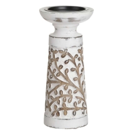 Κηροπήγιο 3-70-459-0030 Φ10x22cm White-Brown Inart Ξύλο