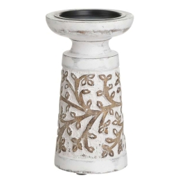 Κηροπήγιο 3-70-459-0029 Φ10x18cm White-Brown Inart Ξύλο