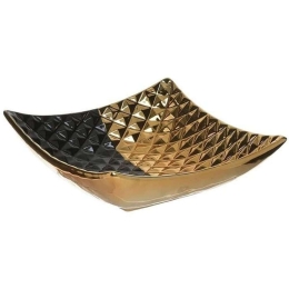 Διακοσμητική Πιατέλα 3-70-129-0193 25x25x9cm Black-Gold Inart Κεραμικό