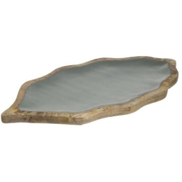 Διακοσμητική Πιατέλα 3-70-803-0104 46x25x2cm Natural-Mint Inart Ξύλο,Εμαγιέ