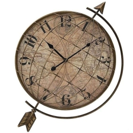 Ρολόι Τοίχου 3-20-098-0290 45x13x50cm Natural-Gold Inart Μέταλλο