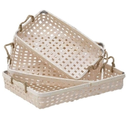 Διακοσμητικοί Δίσκοι Bamboo (Σετ 3Τμχ) 3-70-935-0003 57x39x10/51x34x9/45x27x8cm Beige Inart Bamboo