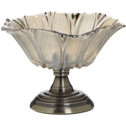 Διακοσμητικό Μπωλ Με Πόδι 6-70-151-0032 18x13cm Bronze-Clear Click Μέταλλο,Γυαλί