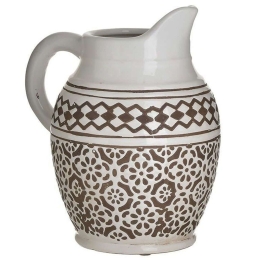 Βάζο Κανάτα 3-70-685-0281 21x17x25cm White-Beige Inart Κεραμικό
