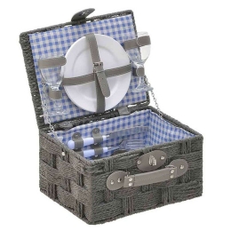 Καλάθι Πικ Νικ 2 Ατόμων 3-60-612-0006 Grey 30x23x15cm Inart Ψάθα