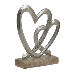 Διακοσμητική Καρδιά 3-70-985-0024 Silver-Natural 23x5x28cm Inart Μέταλλο,Ξύλο