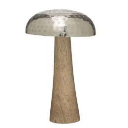 Διακοσμητικό Μανιτάρι 3-70-930-0024 Φ14x23cm Natural-Silver Inart Ξύλο,Αλουμίνιο
