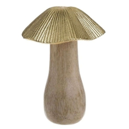 Διακοσμητικό Μανιτάρι 3-70-985-0038 11x11x20cm Natural-Gold Inart Μέταλλο,Ξύλο