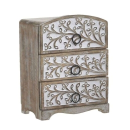 Μπιζουτιέρα Αντικέ 3-70-459-0012 18x12x24cm Natural-White Inart Ξύλο