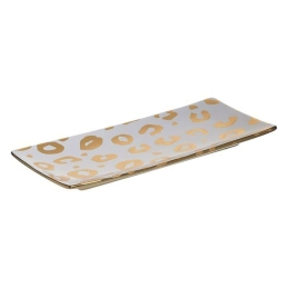 Πιατέλα Διακοσμητική 3-70-129-0207 30x13x3cm White-Gold Inart Κεραμικό